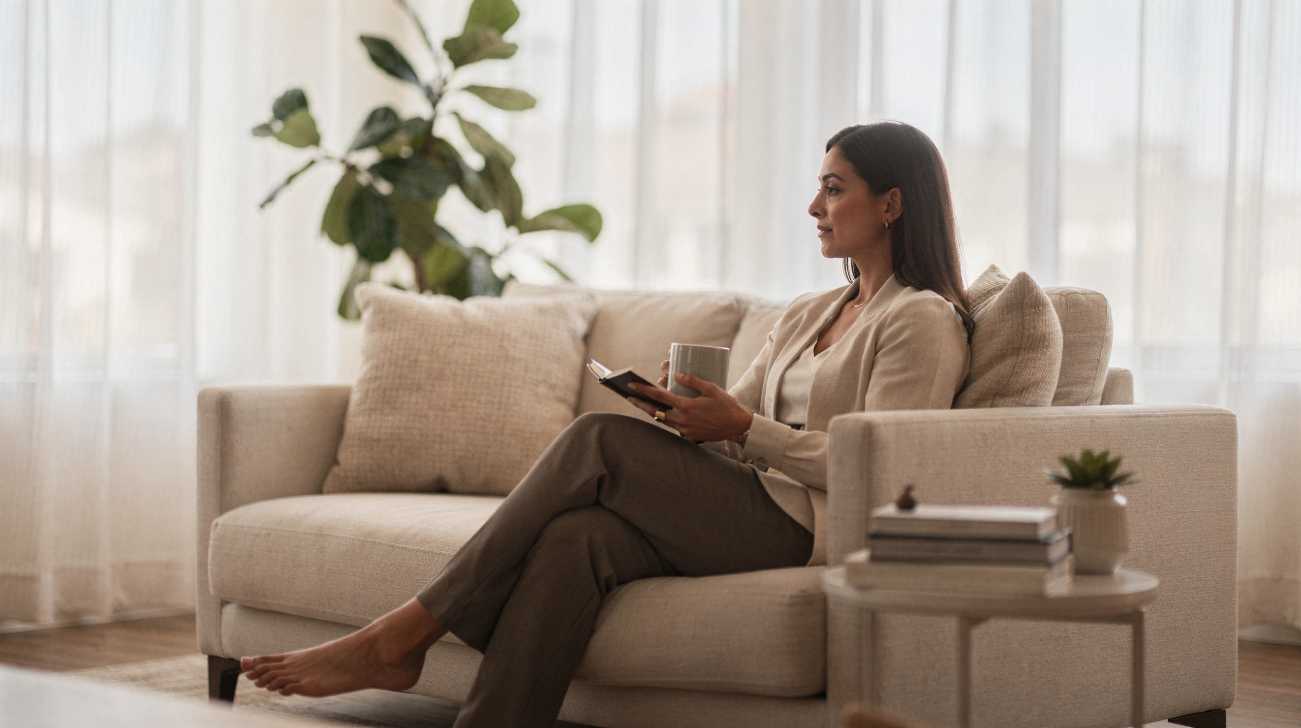 Therapist in Porter Ranch, CA – client talking with a therapist in a bright office at Uriel Behavioral Wellness